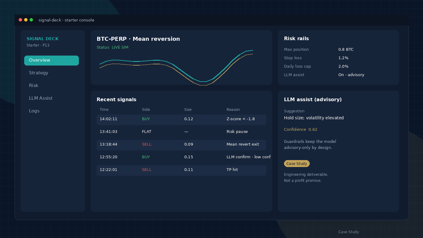Sample interface for Signal Deck Starter